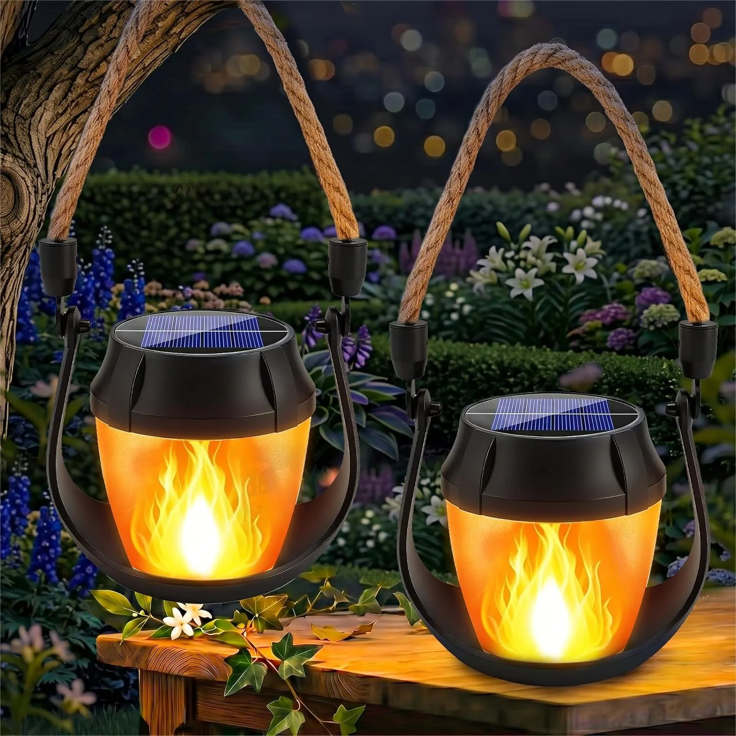 Outdoor Lighting On Trees - 2 Pack Hanging Solar Lanterns Outdoor