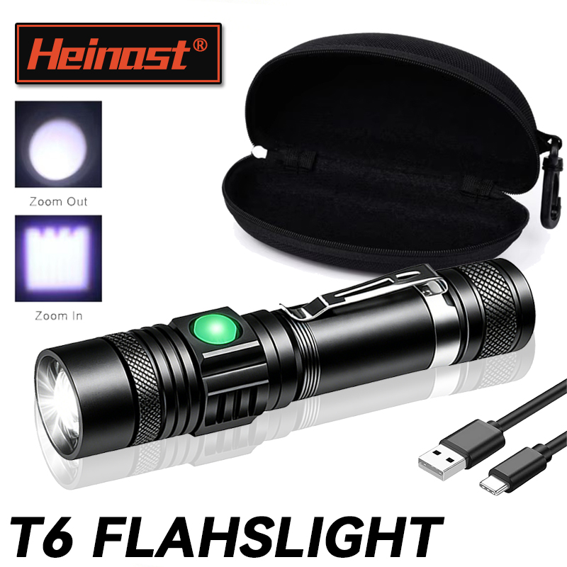 Zinc Outdoor Lighting - T6 LED Rechargeable Flashlight,18650 Zoomable Torch,