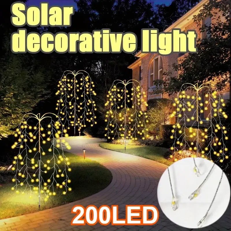 Outdoor Lighting On Trees - Solar Willow Tree Lights 200 LED