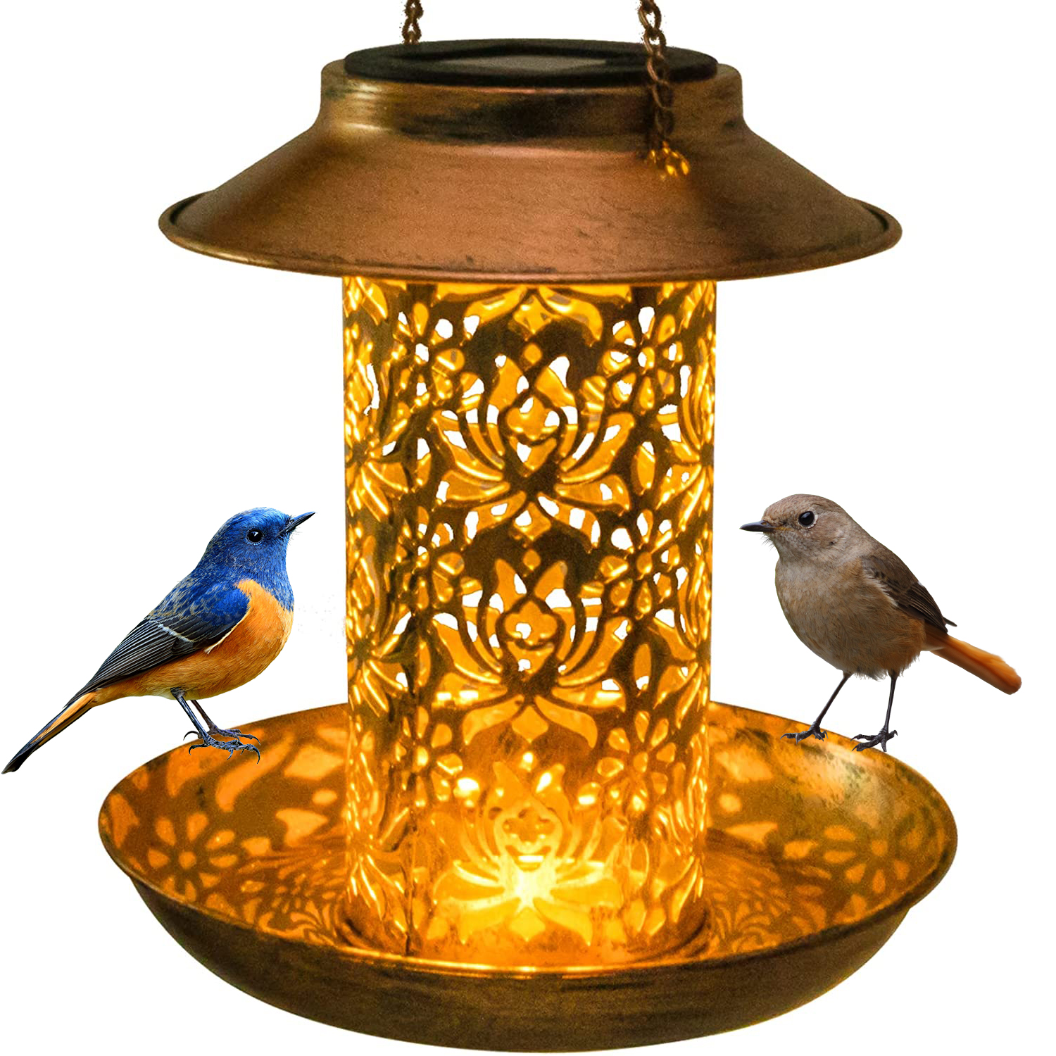 Outdoor Lighting Ideas For House - Solar Bird Feeder Metal Outdoors Hanging
