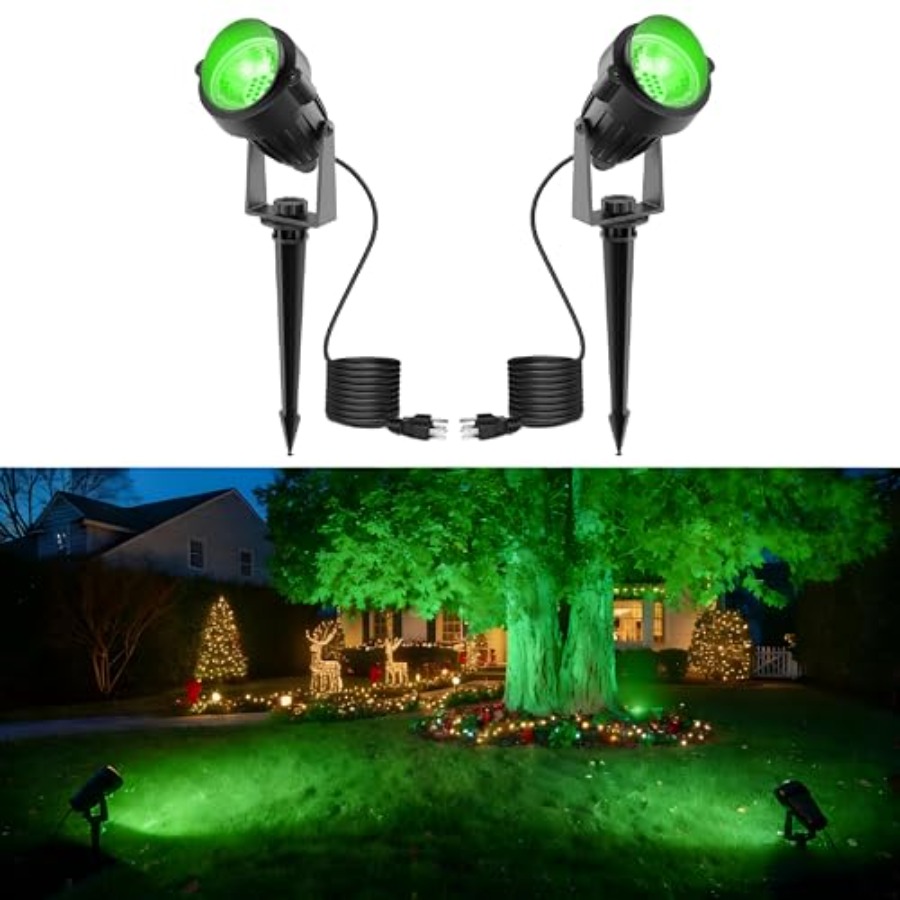 Outdoor Lighting On Trees - Green Spotlight Outdoor Tree Spot Lights
