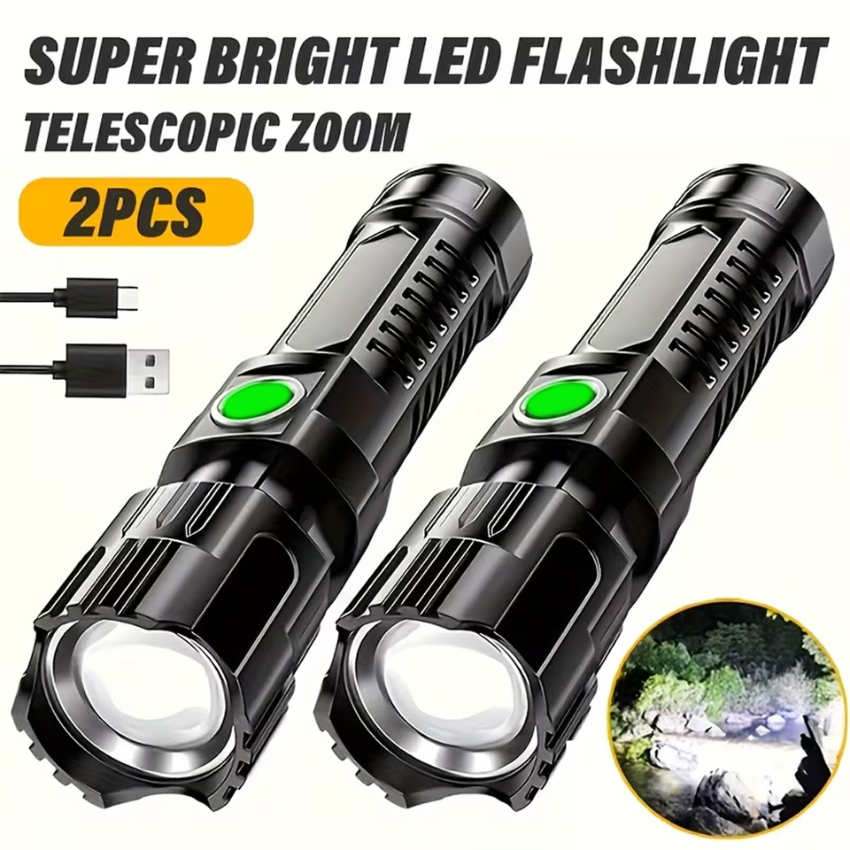 Outdoor Lighting Replacement Bulbs - Super Bright LED Flashlight USB Rechargeable