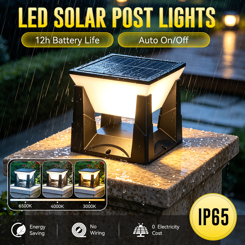 3-Color Solar Post Light IP65  - Outdoor Yard Lighting Fixtures recensie en prijs