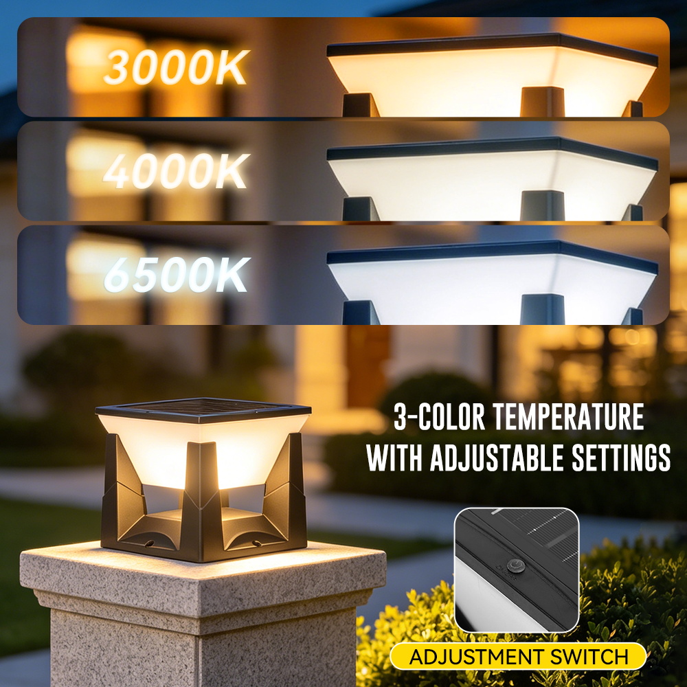 3-Color Solar Post Light IP65  - Outdoor Yard Lighting Fixtures recensie en prijs