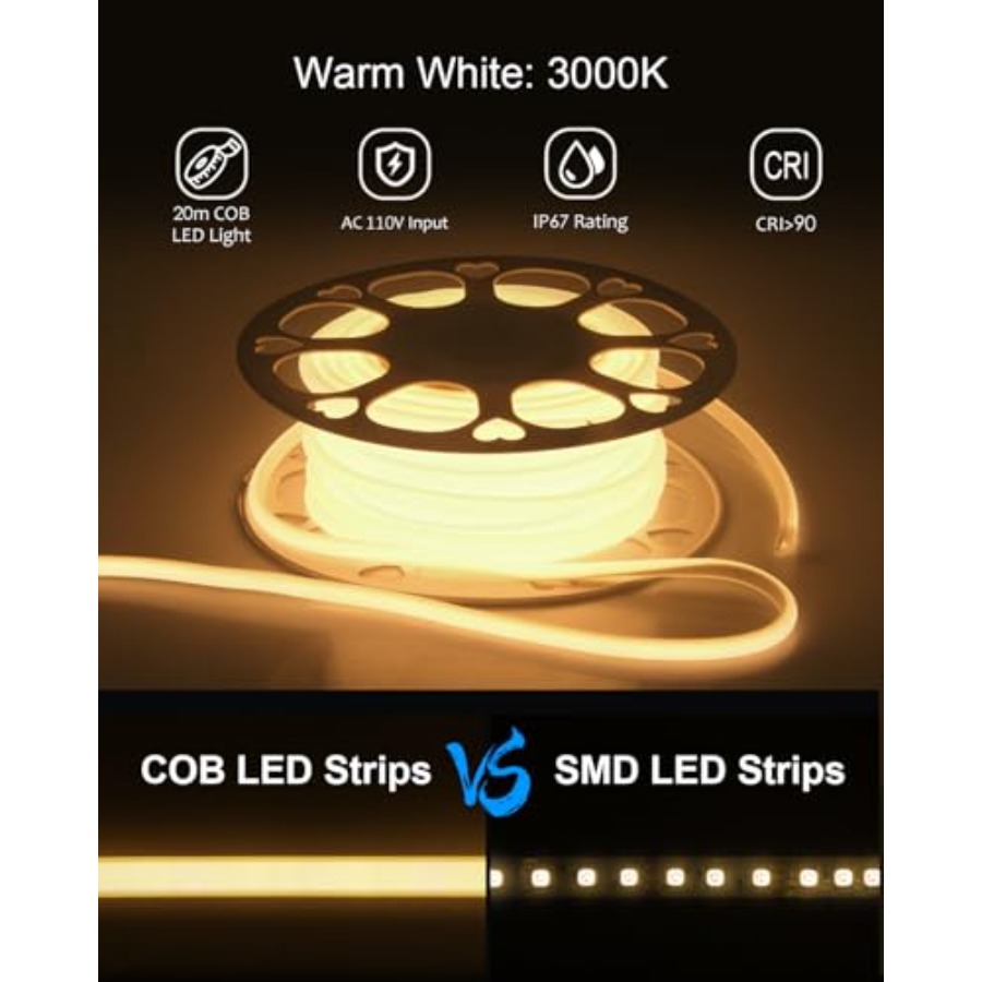 120V 110V COB Led Strip Light  - Waterproof Led Strip recensie en prijs