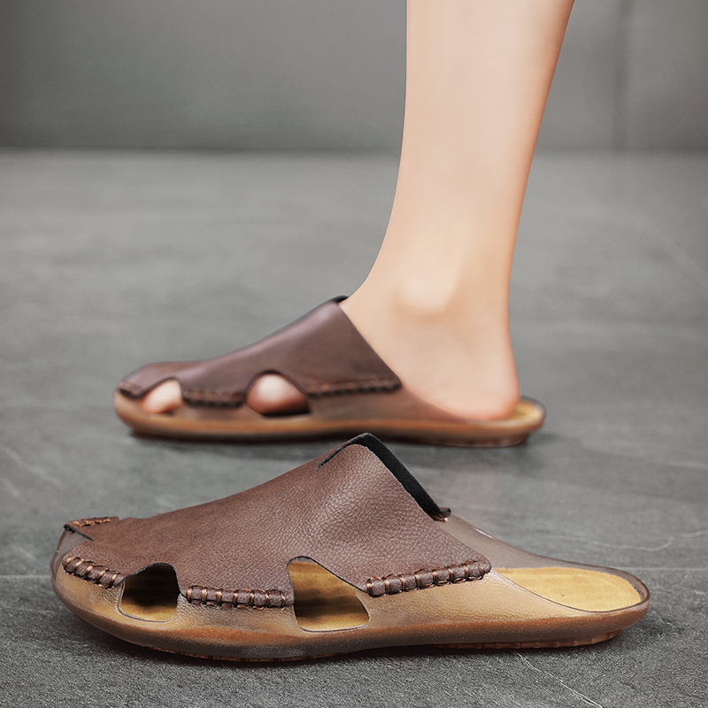 Men Leather Flat Slides Slippe - Outdoor Lighting For Your House recensie en prijs