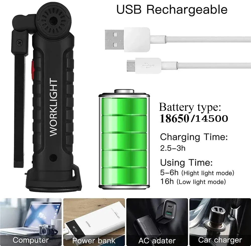 LED COB Flashlight USB Recharg - Zinc Outdoor Lighting recensie en prijs